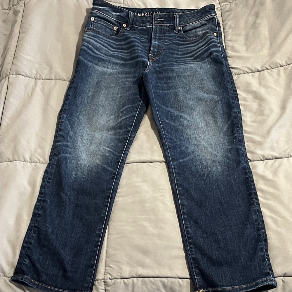 American Eagle Mens Dark Blue Straight Jeans